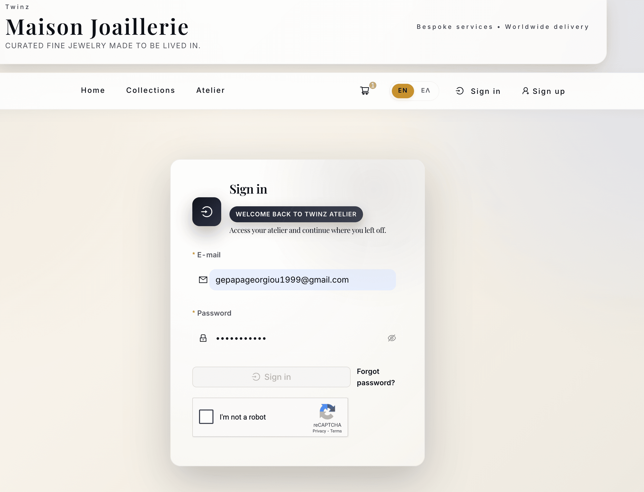 Jewelry Product Catalog